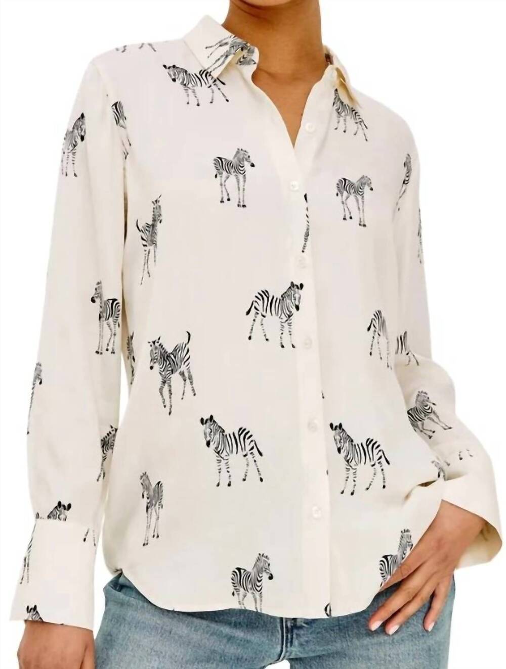 NEW RAILS saige shirt in ivory zebra